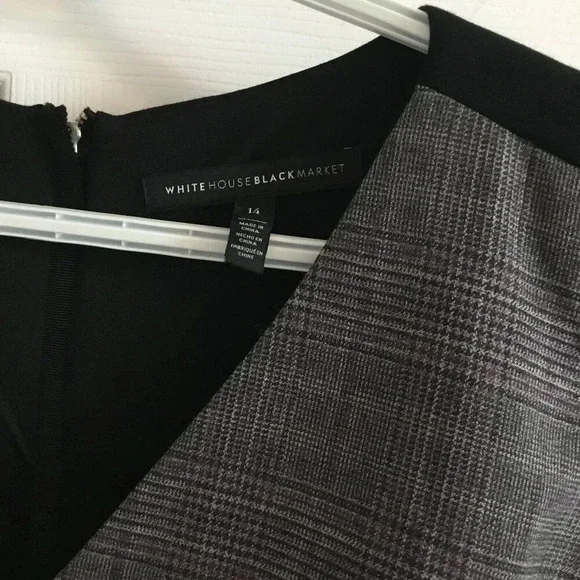 White House Black Market Bodycon dress back gray purble chic Sz 14 - Picture 5 of 10
